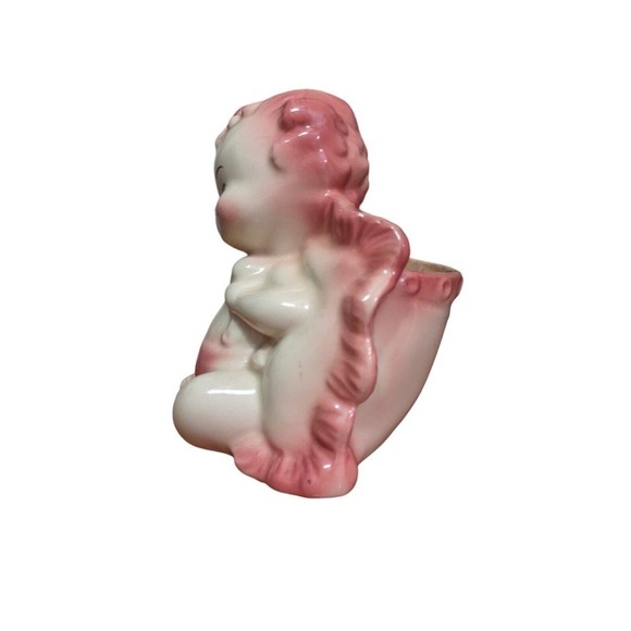 Vintage Hull Art Pottery #92 Gloss 5 1/2" Pink Baby With Pillow Planter - Picture 2 of 5